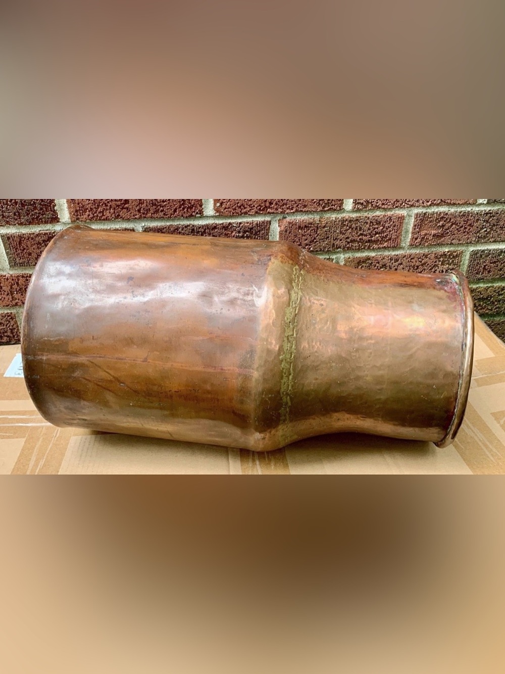 18th Century Antique Hammered Copper Brass Water Pitcher Vase Urn Jug - Picture 14 of 16